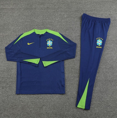 2024 Brazil Dark Blue Half-Pull Tracksuit