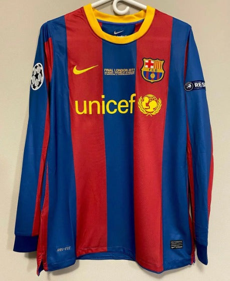 2010/2011 Retro Long Sleeve Barcelona Home Football Shirt 1:1 Thai Quality