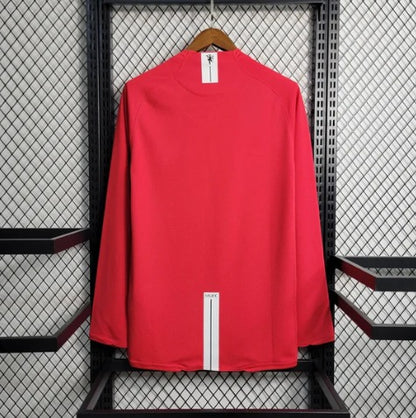 2007-2008 Retro Long Sleeve Manchester United Home Football Shirt 1:1 Thai Quality