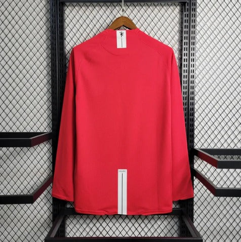 2007-2008 Retro Long Sleeve Manchester United Home Football Shirt 1:1 Thai Quality